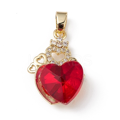 Real 18K Gold Plated Rack Plating Brass Micro Pave Clear Cubic Zirconia Pendants KK-C015-30G-05-1