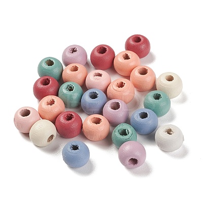 Spray Painted Natural Maple Wood Beads WOOD-M007-01A-1