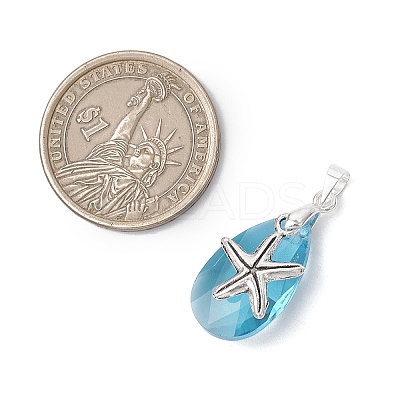 Ocean Themes Alloy & Glass Teardrop Pendants PALLOY-JF03881-1