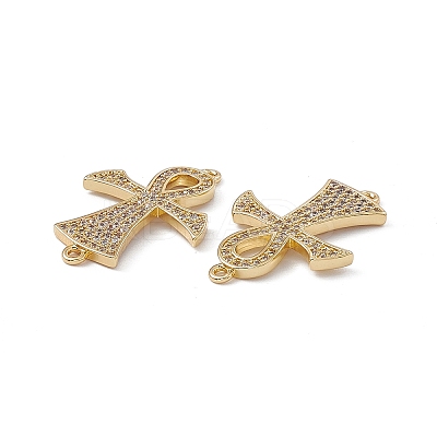Rack Plating Brass Micro Pave Clear Cubic Zirconia Connector Charms KK-A175-01G-1