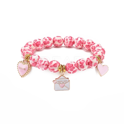 Resin Round Beaded Stretch Bracelet BJEW-JB08676-1