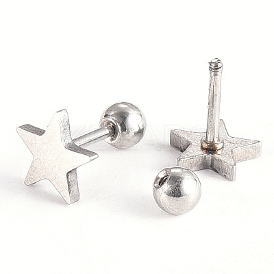 Tarnish Resistant 201 Stainless Steel Barbell Cartilage Earrings EJEW-R147-08-1