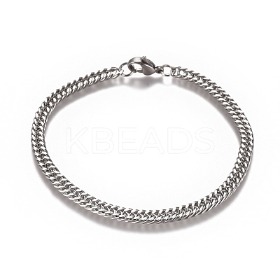 Tarnish Resistant Men's Cuban Link Chain Bracelets BJEW-E369-15C-1