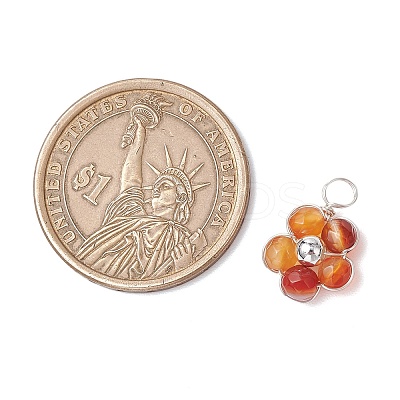 Natural Amazonite & Apatite & Rose Quartz & Amethyst & Red Agate Faceted Round Beaded Pendants PALLOY-JF03606-02-1