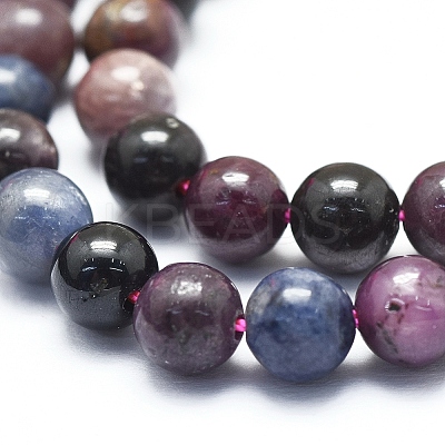 Natural Africa Red Corundum/Ruby and Sapphire Beads Strands G-D0010-01A-6mm-1