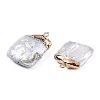 Electroplate Natural Baroque Pearl Keshi Pearl Pendants PEAR-N021-09-1