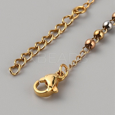 304 Stainless Steel Jesus & Cross Link Bracelet with 201 Stainless Steel Beaded Chains BJEW-WH0012-20A-1