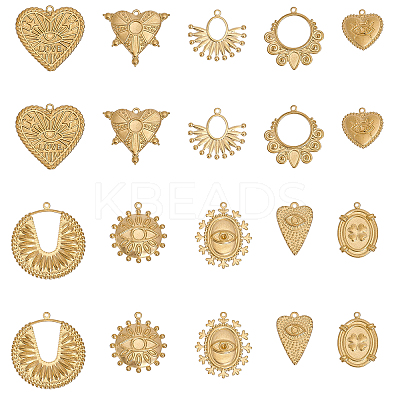 20Pcs 10 Style Brass Pendants KK-CA0002-35-1