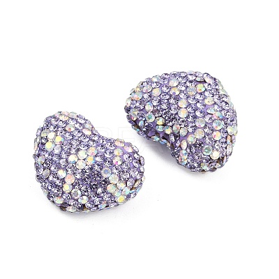 Heart Shaped Polymer Clay Rhinestone Beads CLAY-NH0002-01D-1