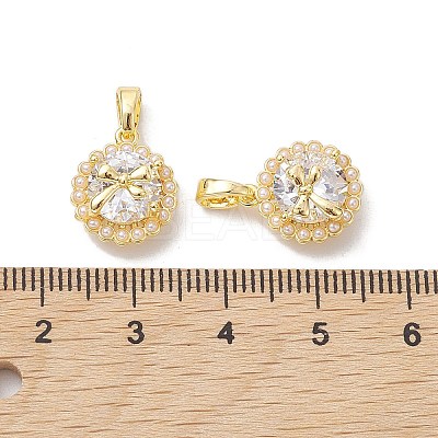 Brass Micro Pave Clear Cubic Zirconia Charms KK-K360-15G-1