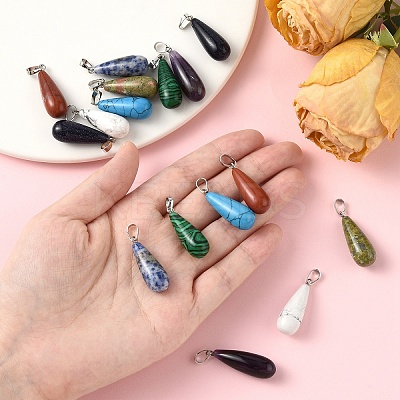 16Pcs 8 Styles Natural & Synthetic Mixed Gemstone Pendants G-YW0002-35-1