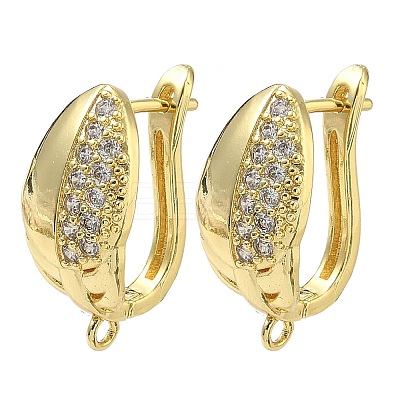 Brass Micro Pave Cubic Zirconia Earring Findings KK-D226-03G-1