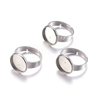 Tarnish Resistant 304 Stainless Steel Pad Ring Settings STAS-G173-19P-16mm-1
