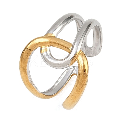 Adjustable 304 Stainless Steel Cuff Rings for Women RJEW-B135-01GP-08-1