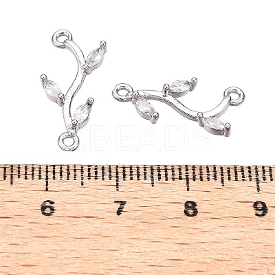 Brass Clear Cubic Zirconia Branch Links Connectors KK-S359-156P-RS-1