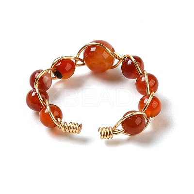 Adjustable Natural Carnelian with Brass Rings G-B075-01G-09-1