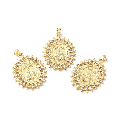 Rack Plating Brass Micro Pave Cubic Zirconia Pendants KK-F852-09G-1