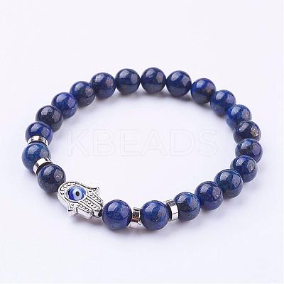Natural Lapis Lazuli(Dyed) Stretch Bracelets BJEW-JB03146-03-1