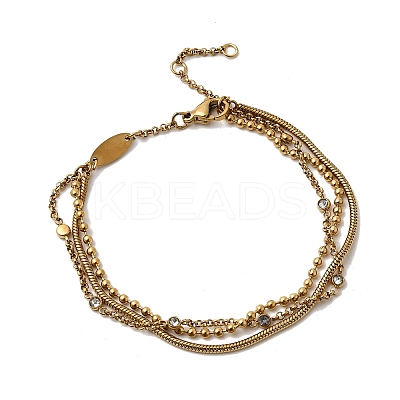 304 Stainless Steel Micro Pave Cubic Zirconia Multi-strand Bracelets BJEW-C137-02G-1