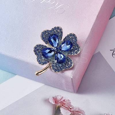 Cubic Zirconia Clover Brooch Pin JBR105B-1