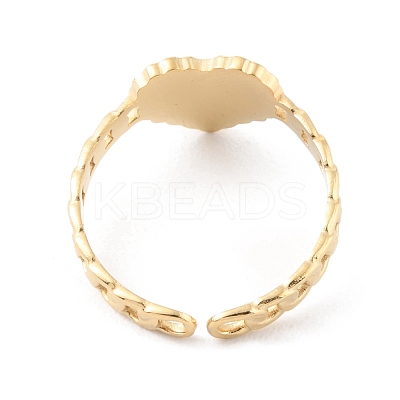 304 Stainless Steel Heart with Love You Open Cuff Rings for Valentine's Day RJEW-D002-15G-1