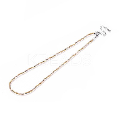 2.5MM 3-Color 304 Stainless Steel Twisted Round Snake Chain & Boston Link Chain Necklaces NJEW-N058-15GPRG-1