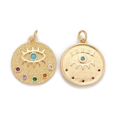 Brass Micro Pave Colorful Cubic Zirconia Pendants KK-Z023-10G-1
