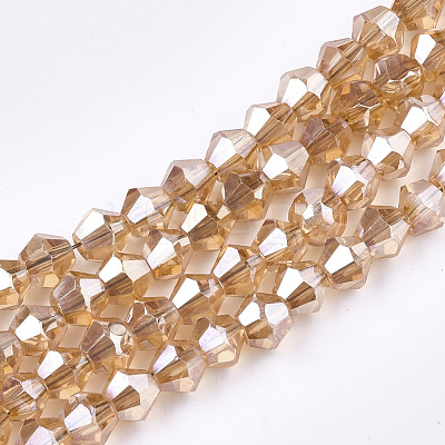 Electroplate Glass Bead Strands X-EGLA-R094-4mm-12-1