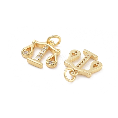 Balance Rack Plating Brass Micro Pave Cubic Zirconia Charms KK-G512-23G-1