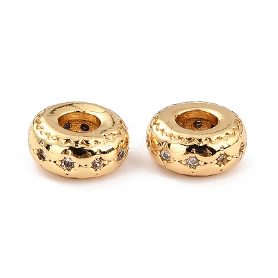 Brass Micro Pave Clear Cubic Zirconia Beads ZIRC-P091-05B-G-RS-1