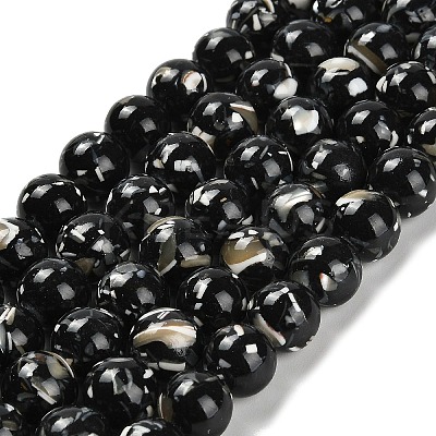 Assembled Synthetic Stone and Trochus Shell Beads Strands G-B128-08D-04-1