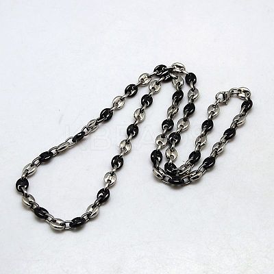 Fashionable 304 Stainless Steel Coffee Bean Chain Necklaces NJEW-I008-34C-1