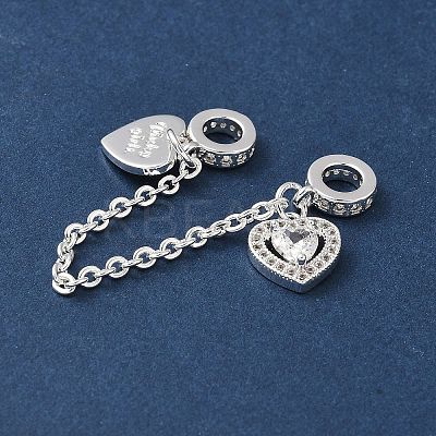 Brass Micro Pave Clear Cubic Zirconia Cable Chain European Beads KK-G531-07D-S-1