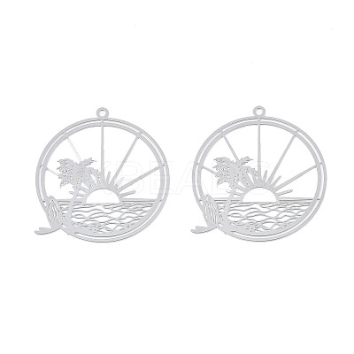 Non-Tarnish 201 Stainless Steel Filigree Pendants STAS-S118-057-1