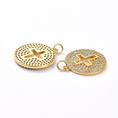 Brass Micro Pave Clear Cubic Zirconia Pendants ZIRC-L100-100G-1