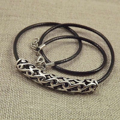 Jewelry Miao Yin Cang Yin Rose Hollow Bend Black Leather Rope Little Fish Lotus Female Short Necklace IZ4680-9-1
