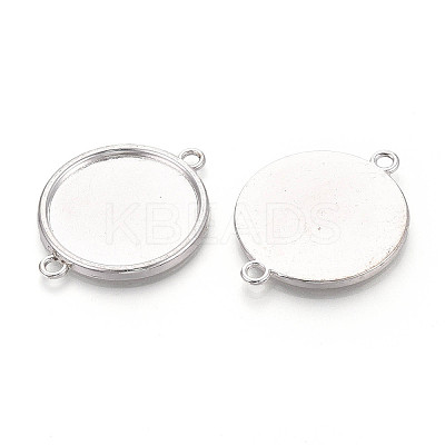 Tibetan Style Alloy Flat Round Connector Cabochon Settings PALLOY-N178-11AS-1