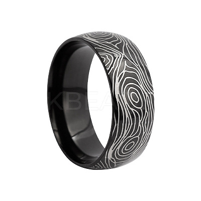Annual Ring Pattern 201 Stainless Steel Finger Rings FS-WG7658E-11-1