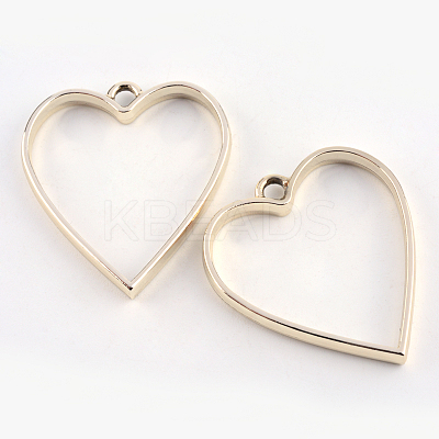 Rack Plating Alloy Heart Open Back Bezel Pendants PALLOY-S047-12E-FF-1