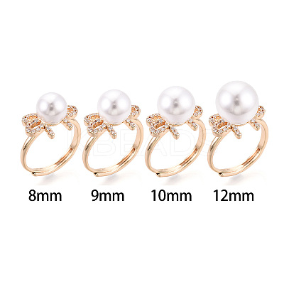 Bowknot Shape Brass Micro Pave Clear Cubic Zirconia Adjustable Ring Settings KK-T076-48G-1