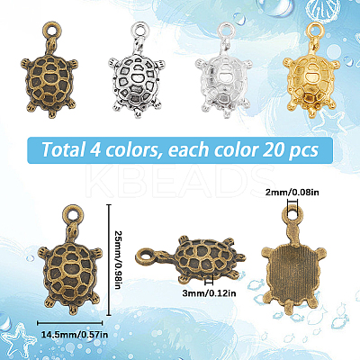 80Pcs 4 Colors Tibetan Style Alloy Pendants FIND-SC0007-33-1