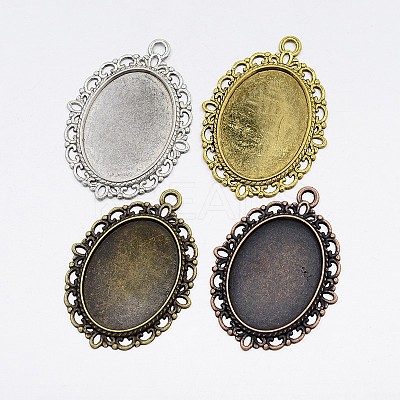 Zinc Alloy Oval Pendant Cabochon Settings PALLOY-X0012-NR-1