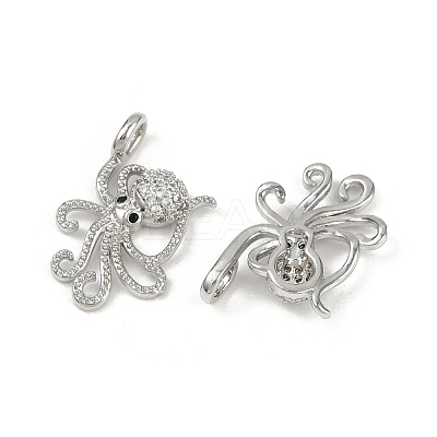 Brass Micro Pave Cubic Zirconia Pendants KK-C093-12P-1