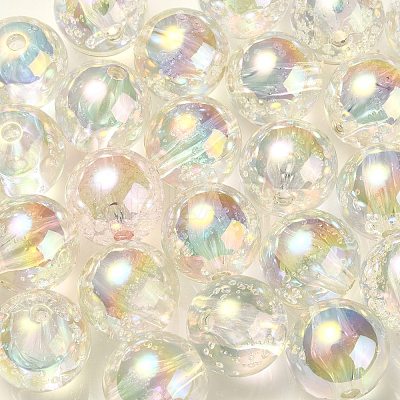 UV Plating Transparent Rainbow Iridescent Acrylic Beads TACR-D010-07B-1