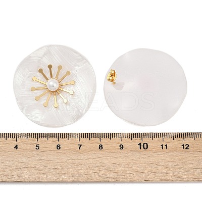 304 Stainless Steel ABS Imitation Pearl Stud Earrings for Women EJEW-M095-06G-02-1