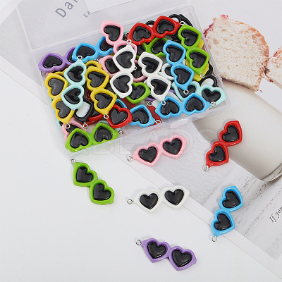 45Pcs 9 Colors Opaque Resin Pendants RESI-GL0001-06-1