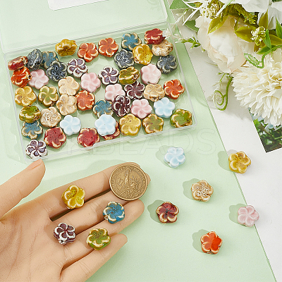 60Pcs 10 Colors Handmade Porcelain Beads for Necklaces Bracelets Making PORC-SC0001-24-1