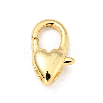Brass Heart Lobster Claw Clasps KK-G416-47G-1