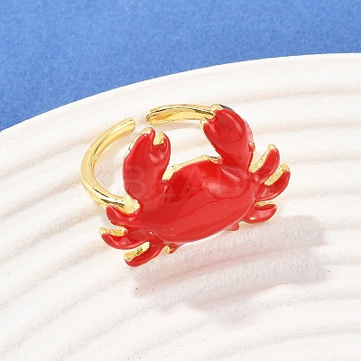 Brass Enamel Adjustable Cuff Rings RJEW-C145-02B-G-1