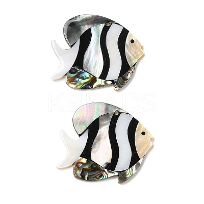 Natural Freshwater Shell & Black Lip Shell & Paua Shell Pendants X-SHEL-F007-14-1